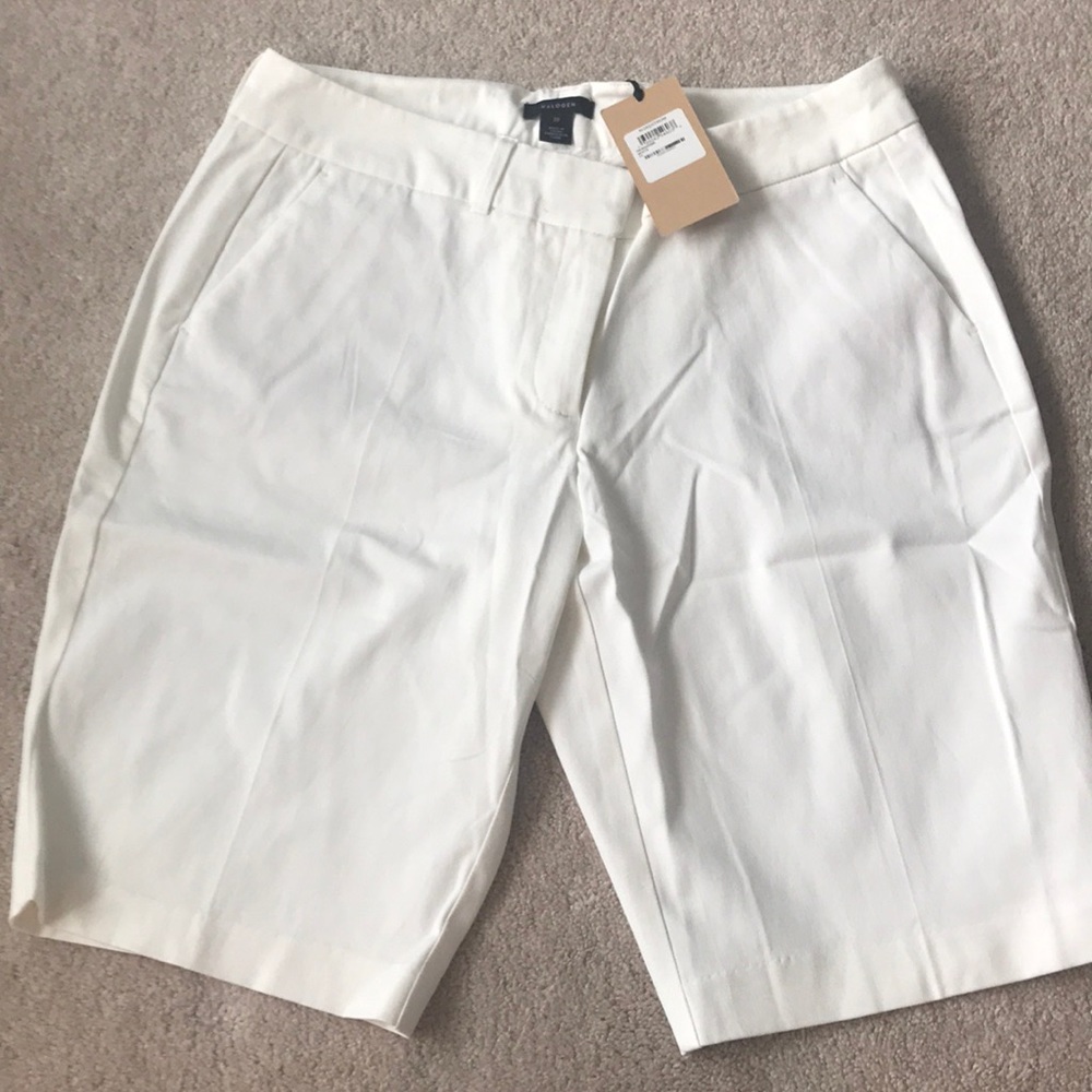 Halogen White Bermuda Shorts